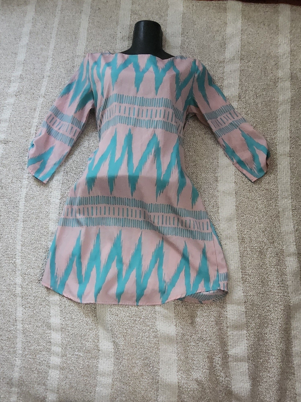 Geometric Mini Dress in Pink & Blue